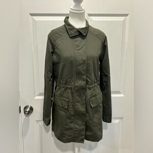 A New Day‎ Green Military Cargo Jacket Women's Small W/ Pockets Adjustable Waist